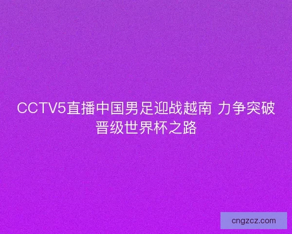 CCTV5直播中国男足迎战越南 力争突破晋级世界杯之路
